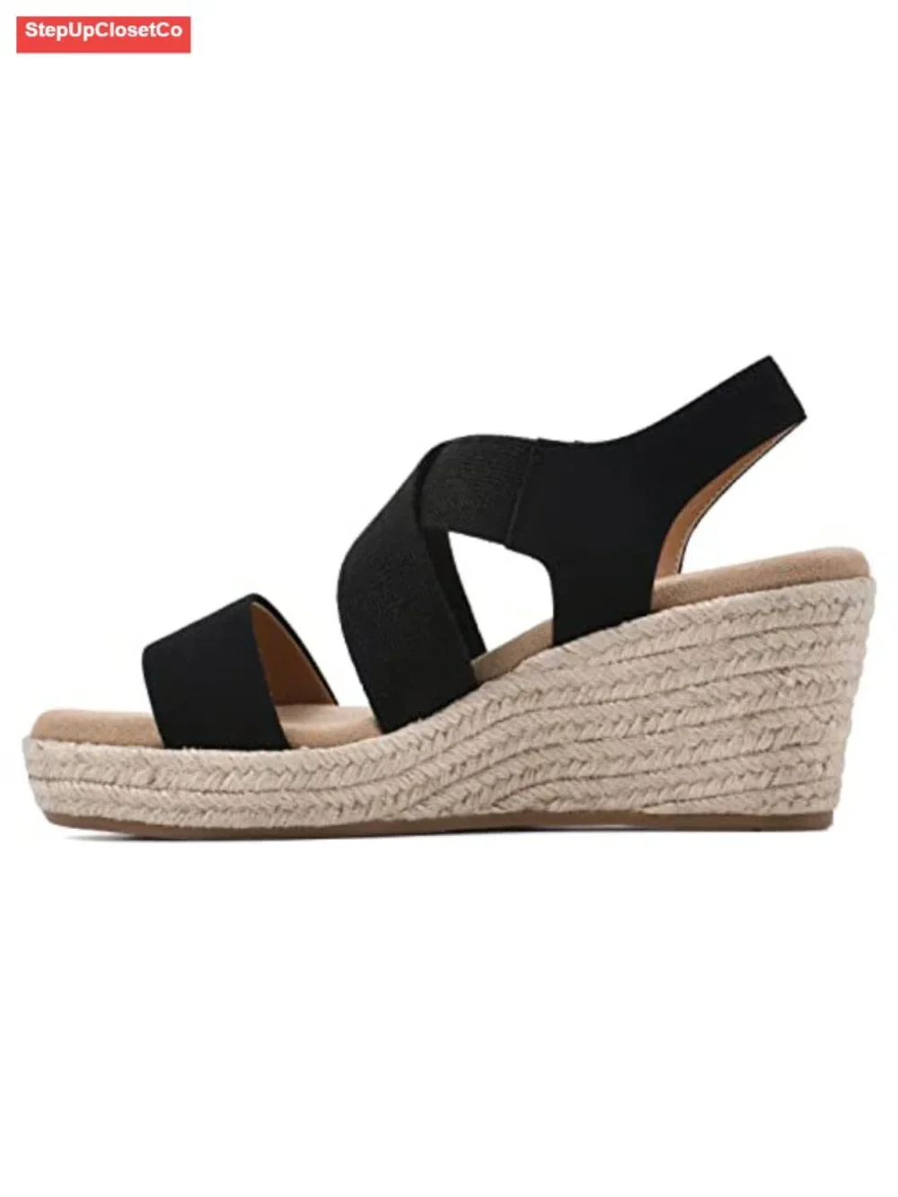 Jute Espadrille Platform Wedge Sandals Slingback Slip On Padded Insole